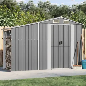 Brytanni Garden Shed Outdoor Storage Shed Patio Yard Tool Shed Galvanised Steel Grey