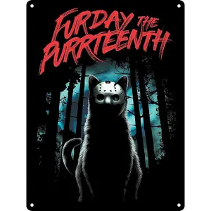 Grindstore Furday The Purrteenth Plaque Black/Blue/Red (One Size)