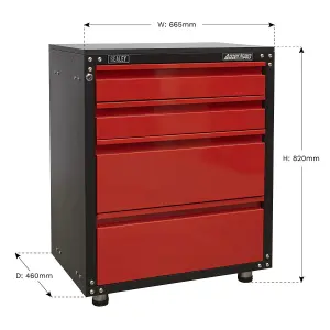 Sealey Modular 4 Drawer Cabinet with Worktop 665mm APMS84