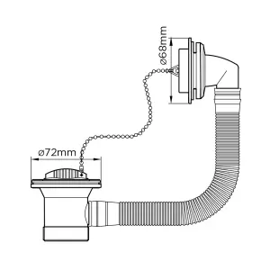 Flomasta Chrome effect Polypropylene (PP) & stainless steel Plug & chain Unslotted Waste (Dia)52mm