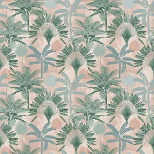 furn. Malaysian Palm Blush Pink/Green Tropical Printed Wallpaper