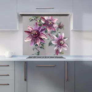 Purple Passion Flowers Kitchen Splashback