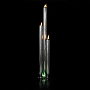 Primrose Kohala 3 Tubes Fire & Water Feature with Colour LEDs H135cm