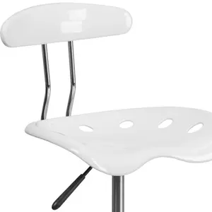 Vibrant Chrome Drafting Stool with Tractor Seat White