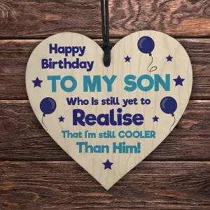 Red Ocean Son Gifts From Mum 18th 21st 30th Birthday Gift For Son Wood Heart Funny Gift For Son