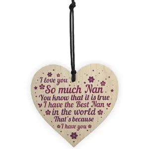 Red Ocean Love You Nan Gift For Christmas Birthday Wooden Heart Grandparent Gift Keepsake Plaque