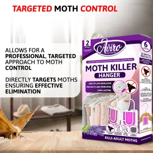 Aviro Moth Killer - Hanging Moth Repellent For Wardrobes & Drawers With Natural Lavender Scent. Kills & Protects. 2 Pack