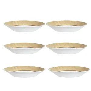 URBNLIVING 23cm Diameter Wood Design Soup Bowls Set of 6 Pcs