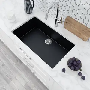 Astini Scuti 1.0 XL Bowl Black SMC Synthetic Inset/Undermount Kitchen Sink