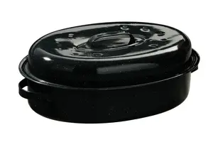 Interiors by Premier Carvara Black Enamel Large Casserole Dish