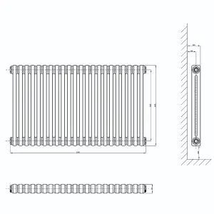 Braxton White Double Horizontal Column Radiator - 600x1010mm