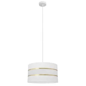 Luminosa Helen Cylindrical Pendant Ceiling Light White, Gold 35cm