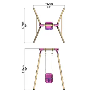 Rebo Wooden Garden Swing Set with Baby Seat - Pluto Pink