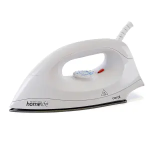 HomeLife "Coral" 1200w Dry Iron - Non-Stick Soleplate - White