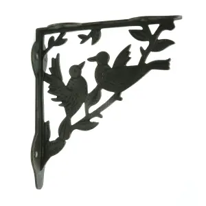 Oakcrafts - Pair of Antique Cast Iron Decorative 2 Bird Shelf Brackets - 180mm x 210mm