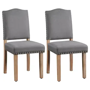 Yaheetech Set of 2 Upholstered Dining Chair with Nailhead Trim Dark Grey