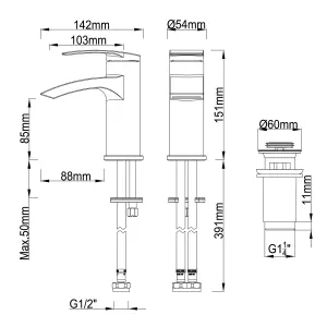 GoodHome Kariya Chrome effect Basin Mixer Tap