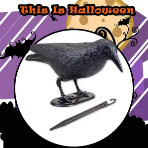 Halloween Black Crow Decoration with Ground Spike Trick or Treat Party  Black