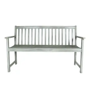 Charles Bentley FSC Acacia White Washed Wooden Garden Patio Outdoor Bench