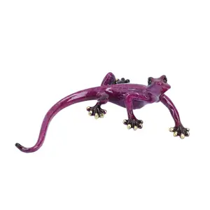 Purple Speckled Gecko Lizard Resin Wall Shed Sculpture Decor Statue Small