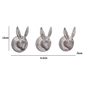 Melody Maison Set of 3 Grey Hare Head Coat Hooks