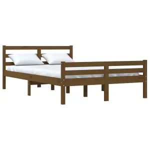 Berkfield Bed Frame Honey Brown Solid Wood 120x190 cm Small Double