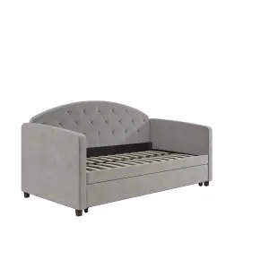 Aspen Daybed w Trundle Velvet Light Grey