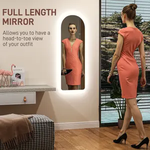 HOMCOM Full Length Wall Mirror with Lights Dimming and 3 Colour Adjustable