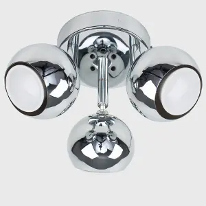 ValueLights Retro Silver Chrome 3 Way Round Plate Adjustable Eyeball Ceiling Spotlight