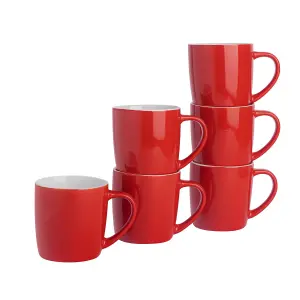 Argon Tableware - Coloured Coffee Mugs - 350ml - Pack of 6 - Red