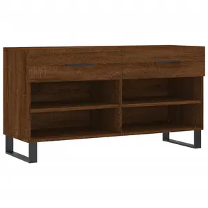 Berkfield Shoe Bench Brown Oak 102x35x55 cm Engineered Wood