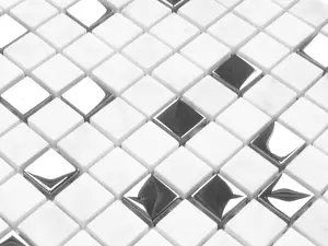 Glass mosaic on mesh for bathroom or kitchen 300mm x 300mm - Silver Marble