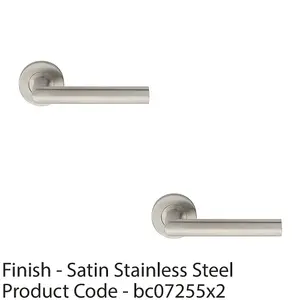 2 PACK - PAIR Straight Mitred Bar Handle on Round Rose Concealed Fix 201 Satin Steel