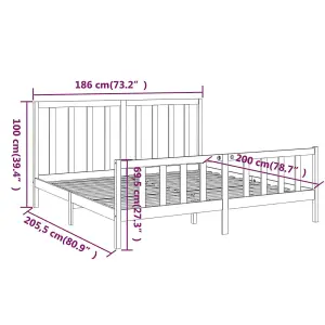 Berkfield Bed Frame White Solid Wood Pine 180x200 cm 6FT Super King