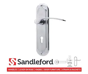 Sandleford Hainton Door Handle Lock Lever Set - Dual Tone Polished & Brushed Chrome