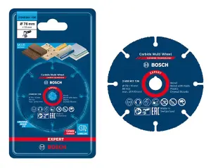 BOSCH Expert Carbide Multi Wheel Cutting Disc (76mm, 10mm) (1/Pack) (To Fit: Bosch GWS 12V-76 Cordless Angle Grinder)