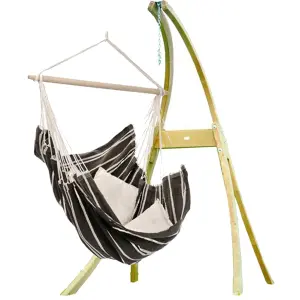 Brasil Hanging Chair Wood Stand Set Mocca