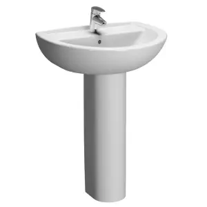 Vitra Layton 55cm basin with full pedestal 1 tap hole