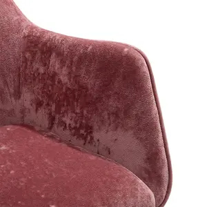 Pink Office Desk Chair Ice Velvet Padded Seat Swivel Computer Armchair for Home or Office