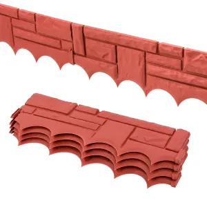 KCT 1 Pack - Red Brick Wall Garden Lawn Border Edging - 4 Pieces Total