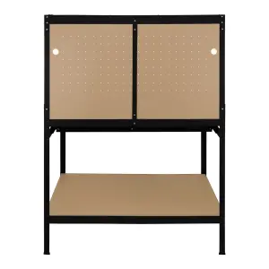 Workbench with Pegboard, Drawer and Light - Black