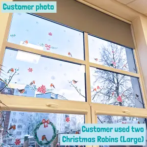 Christmas Robins Window Stickers (Large size) 43 Christmas Window Decorations Reusable Removable