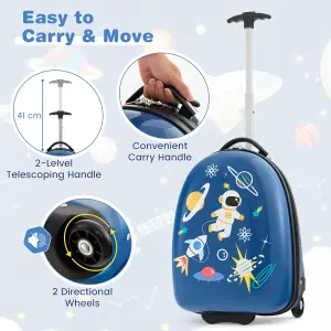 Costway 16" Kids Carry On Luggage Rolling Portable Travel Hard Shell Suitcase W/ Wheels