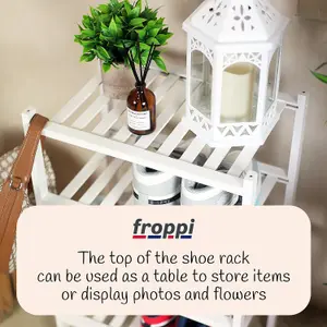 Froppi™ 4 Tier Shoe Rack for Shoe Storage, White Bamboo Wooden Space Saving Rack, Shoe Organizer Shelf L45.2 W29.5 H72.4 cm