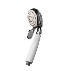 Croydex White Chrome effect 4-spray pattern Handset Shower head, 248mm