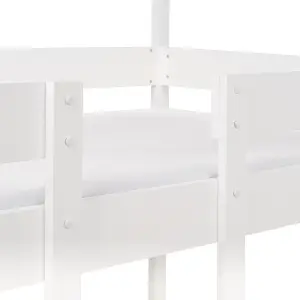 Wooden Kids House Bunk Bed EU Single Size White LABATUT