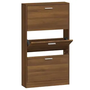 Berkfield Shoe Cabinet Brown Oak 59x17x108 cm Engineered Wood