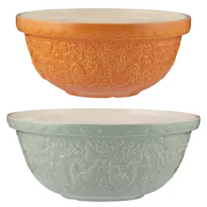 Mason Cash Set of 2 Home to Roost Earthenware Mixing Bowl 24cm & 29cm