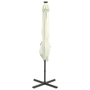 Berkfield Cantilever Umbrella with Pole and LED Lights Sand 250 cm