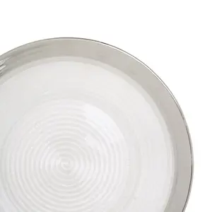 Maison by Premier Ida 27cm Embossed Dinner Plate With Silver Rim